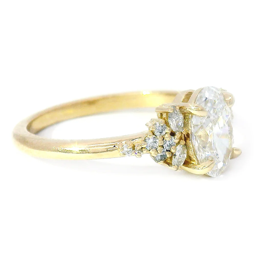 Oval Lab Grown Diamond Cluster Ring - "Aster" - Image 4