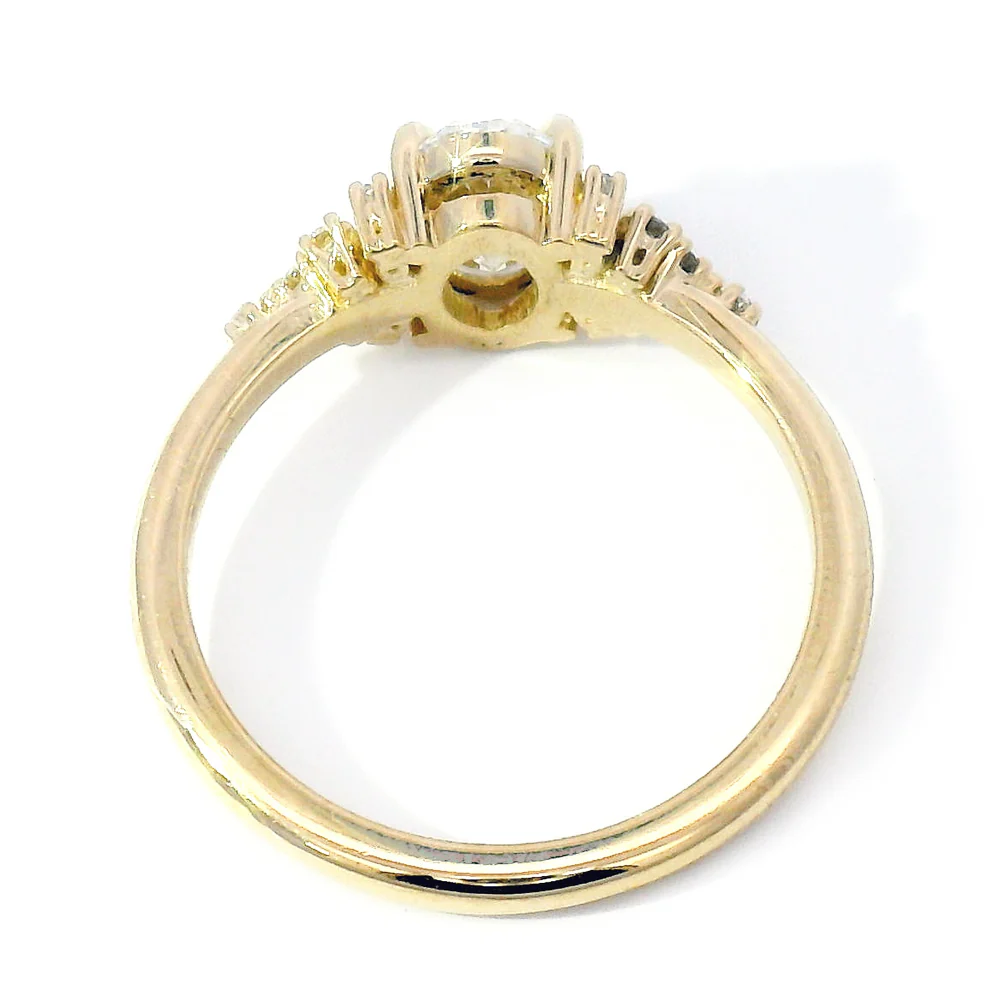 Oval Lab Grown Diamond Cluster Ring - "Aster" - Image 6
