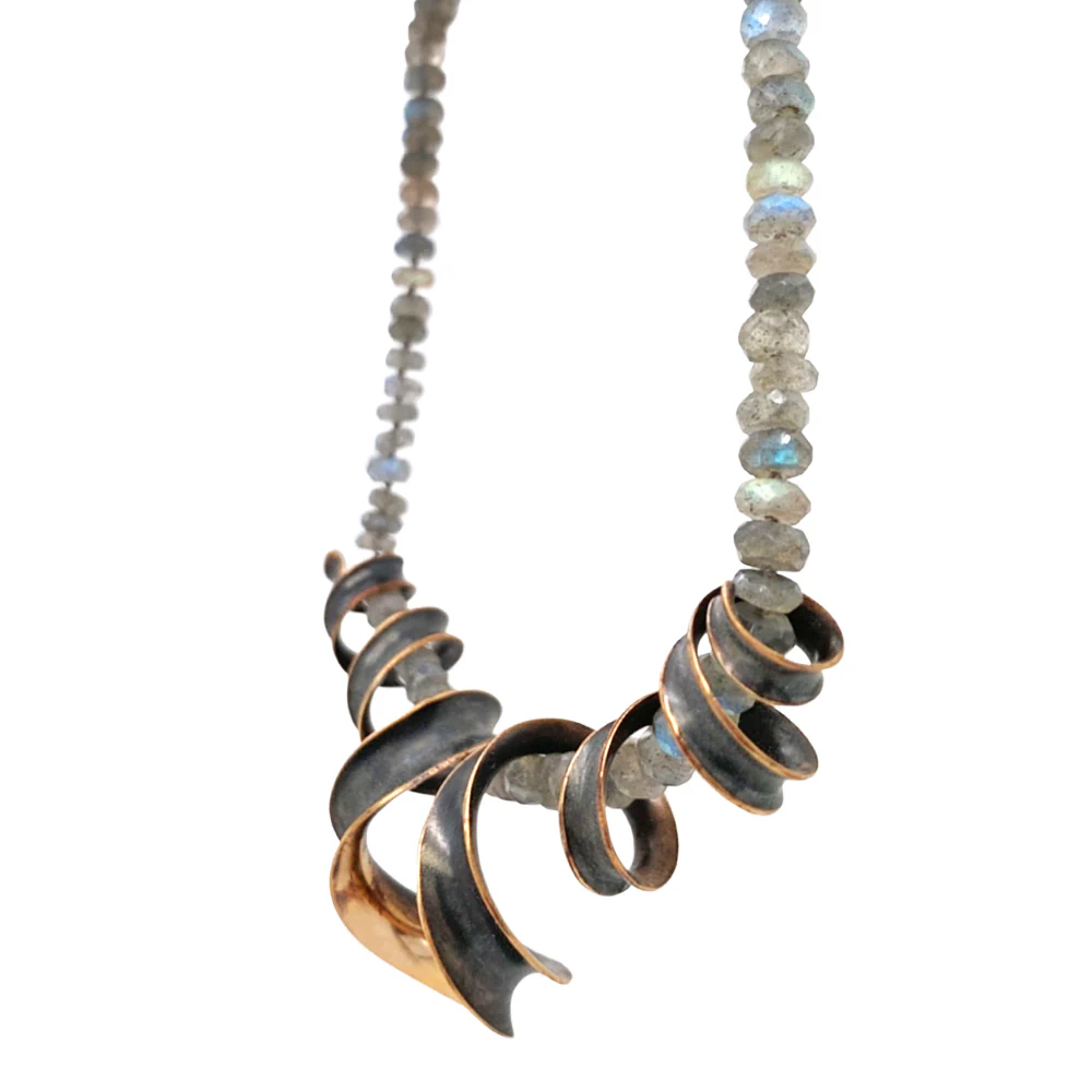 Oxidized Bronze Pendant - "Mirrored Helix" - Image 3