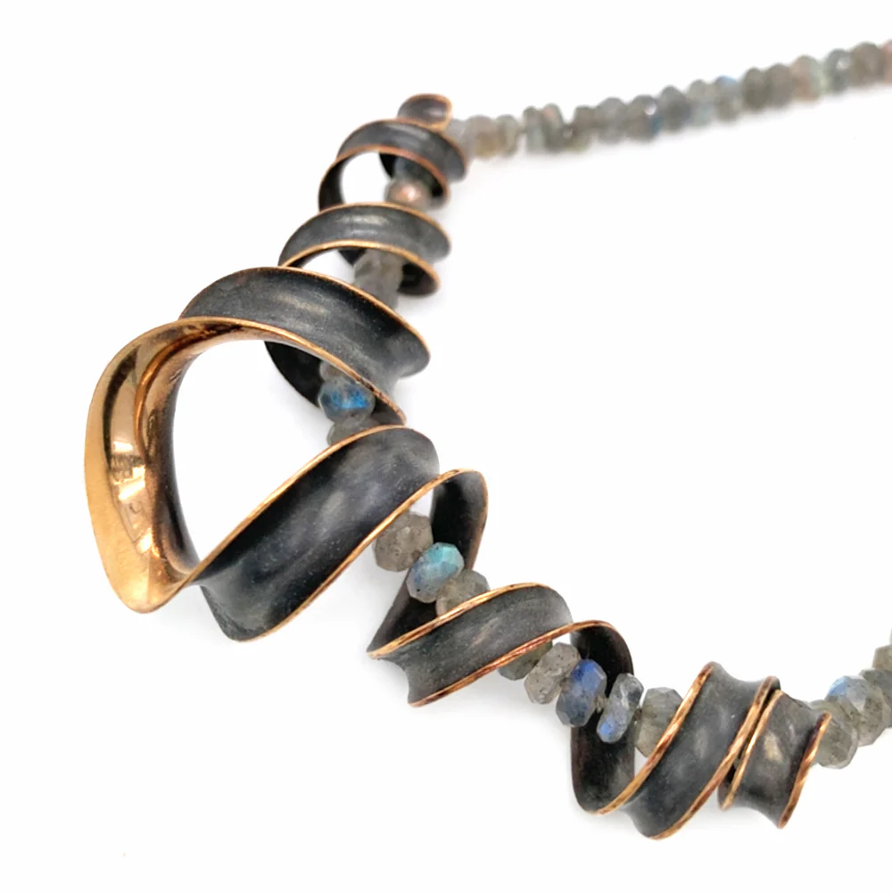 Oxidized Bronze Pendant - "Mirrored Helix" - Image 4