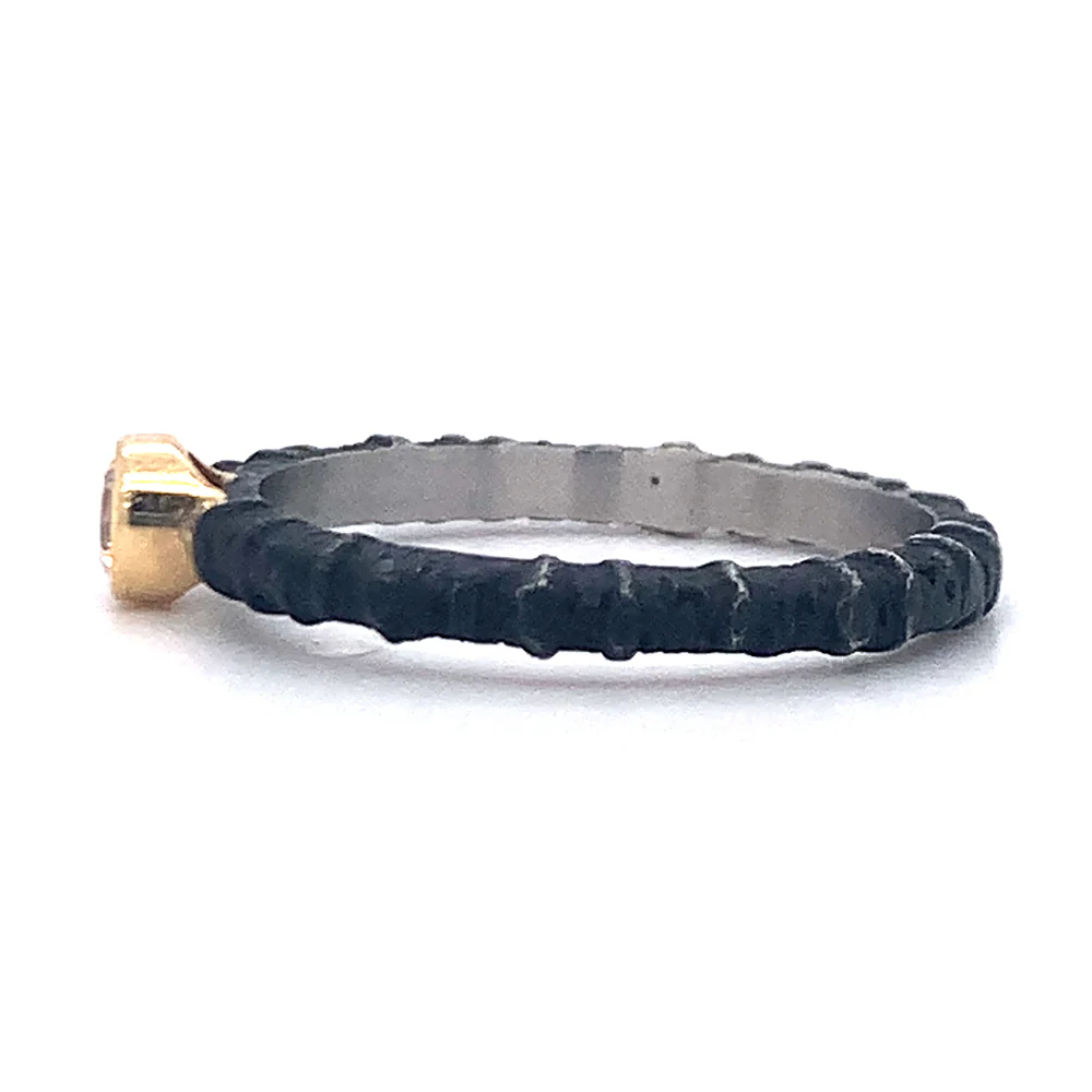 Oxidized Cobalt Chrome Diamond Stacking Ring - "Pebble" - Image 4