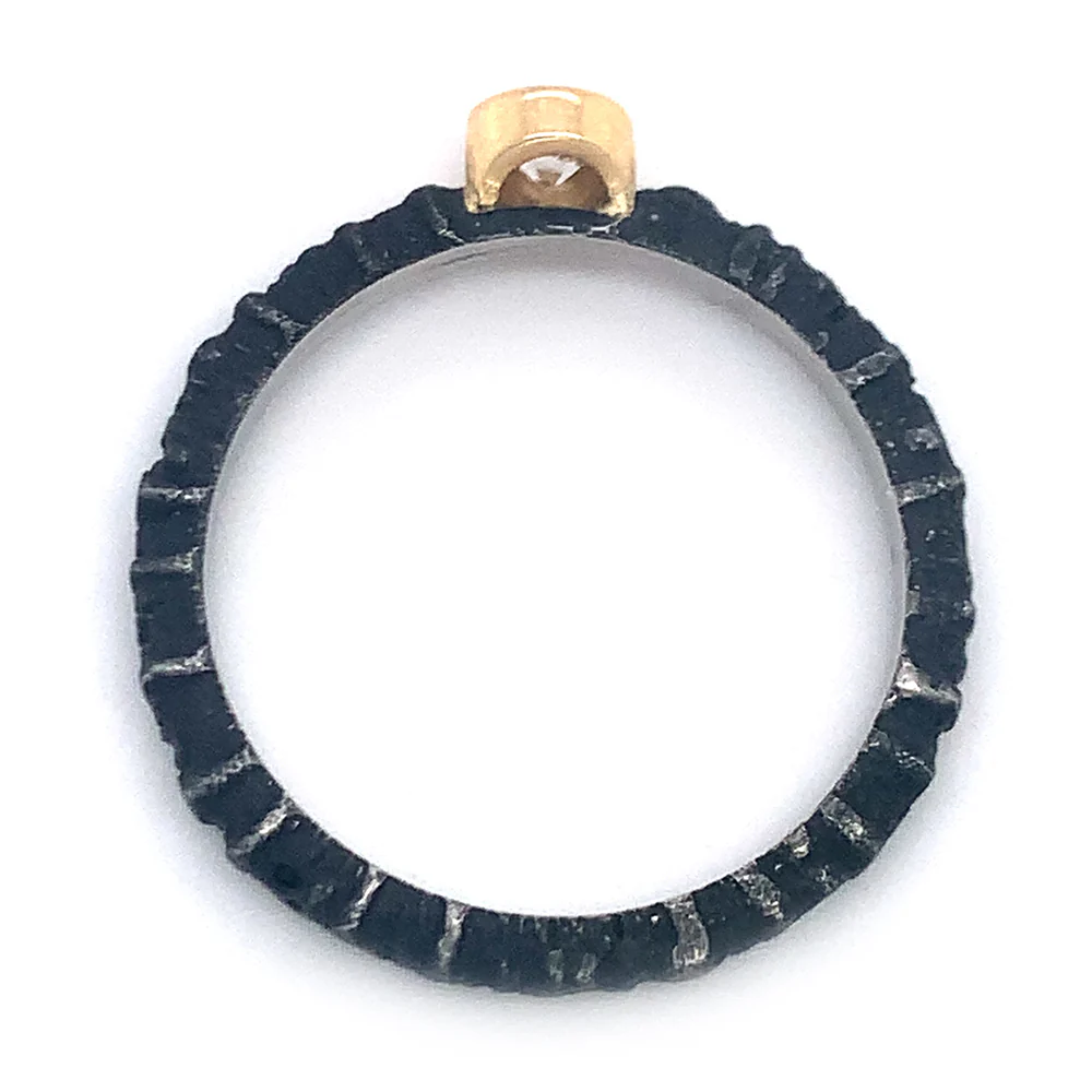 Oxidized Cobalt Chrome Diamond Stacking Ring - "Pebble" - Image 5