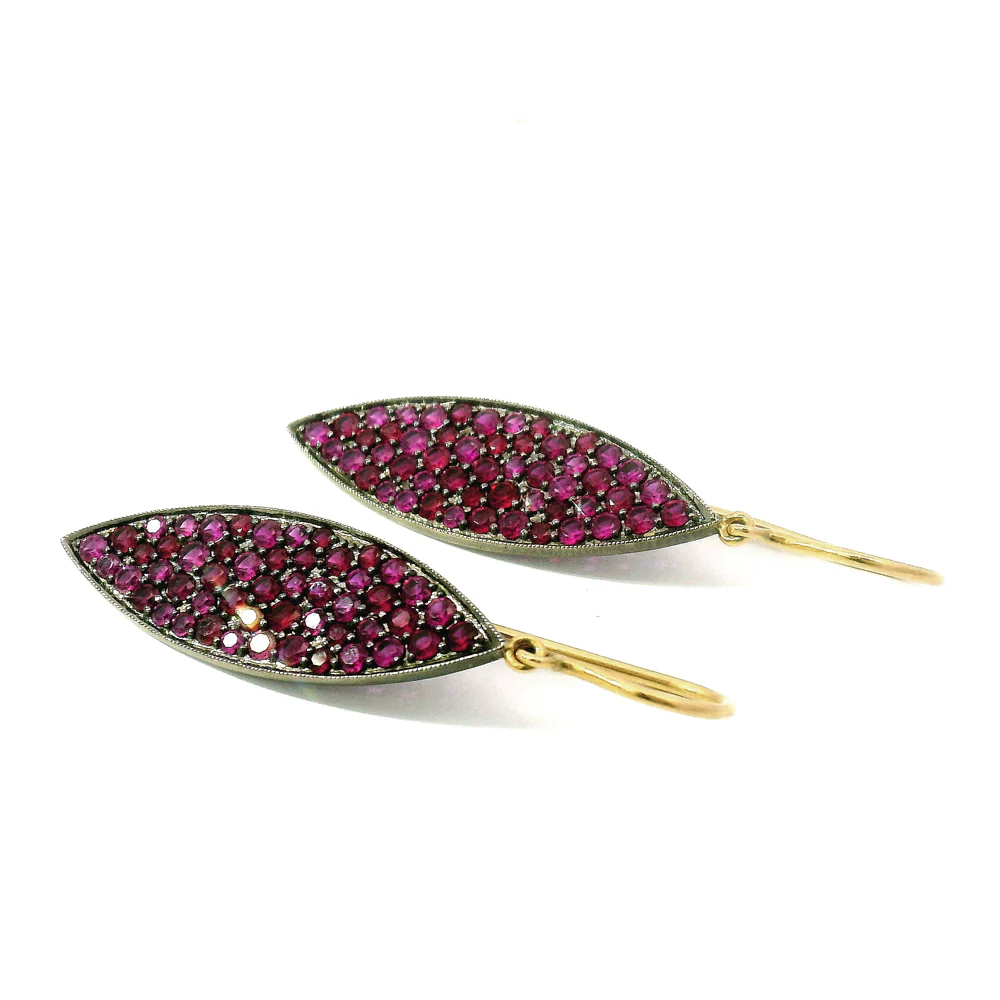 Pavé Ruby and Black Rhodium Earrings - "Ruby Disco" - Image 3