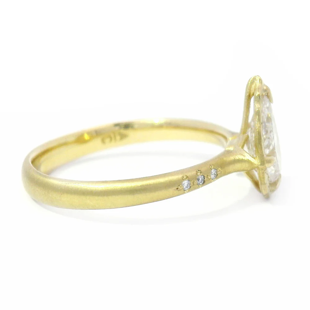 Pear Cut Diamond Ring in 18K Yellow Gold | Lotus Allure by Adel Chefridi - Image 3
