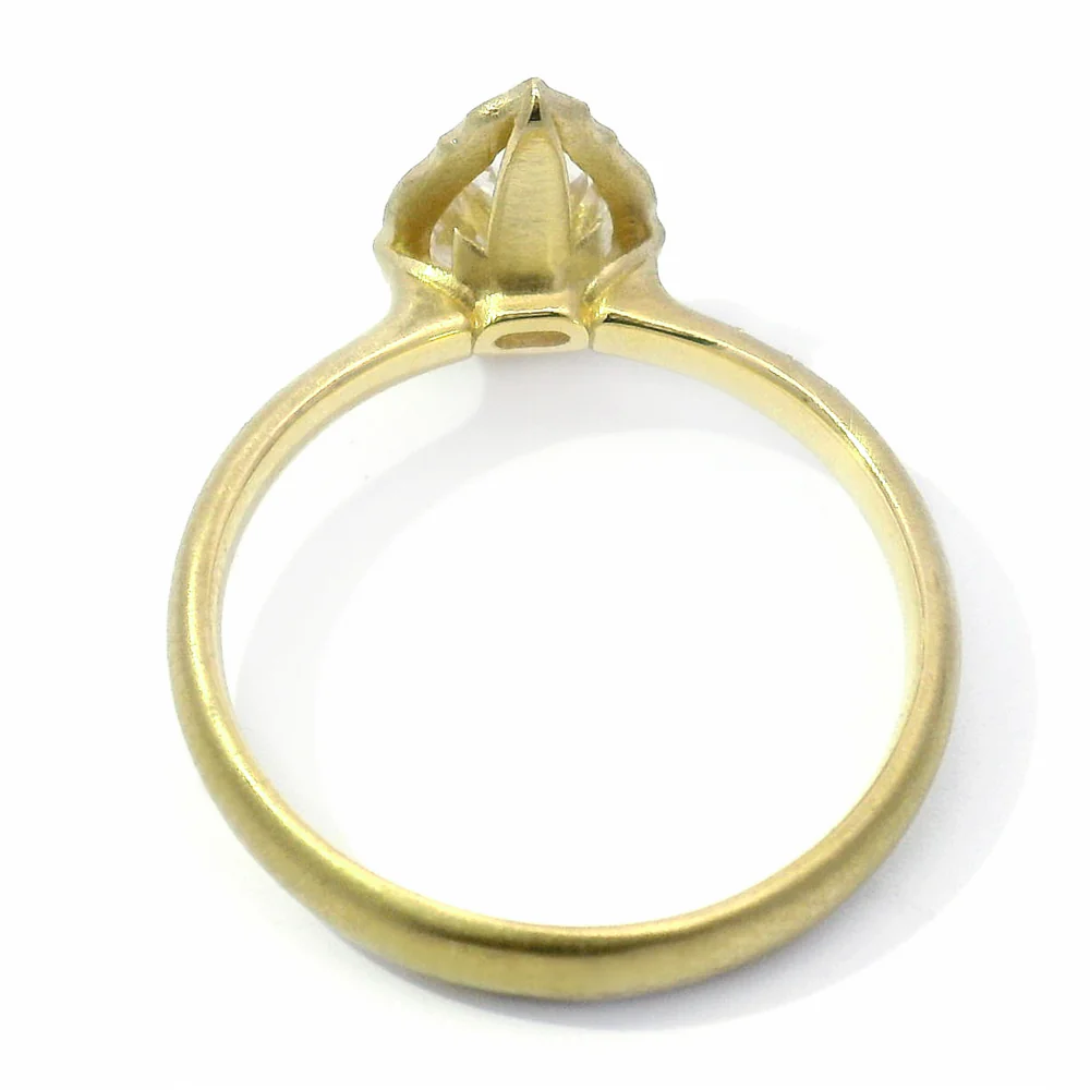 Pear Cut Diamond Ring in 18K Yellow Gold | Lotus Allure by Adel Chefridi - Image 4