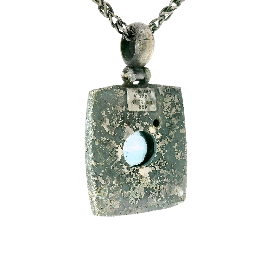 Blue Topaz, Sapphire, Diamond, & Enamel Necklace - "Clear Skies" - Image 5