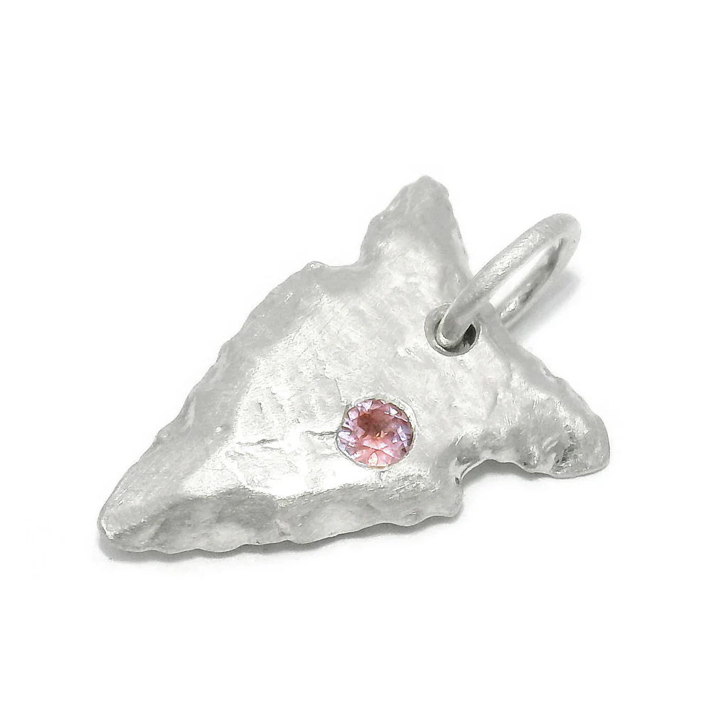 Pink Montana Sapphire Sterling Silver Pendant - "Arrowhead" - Image 2