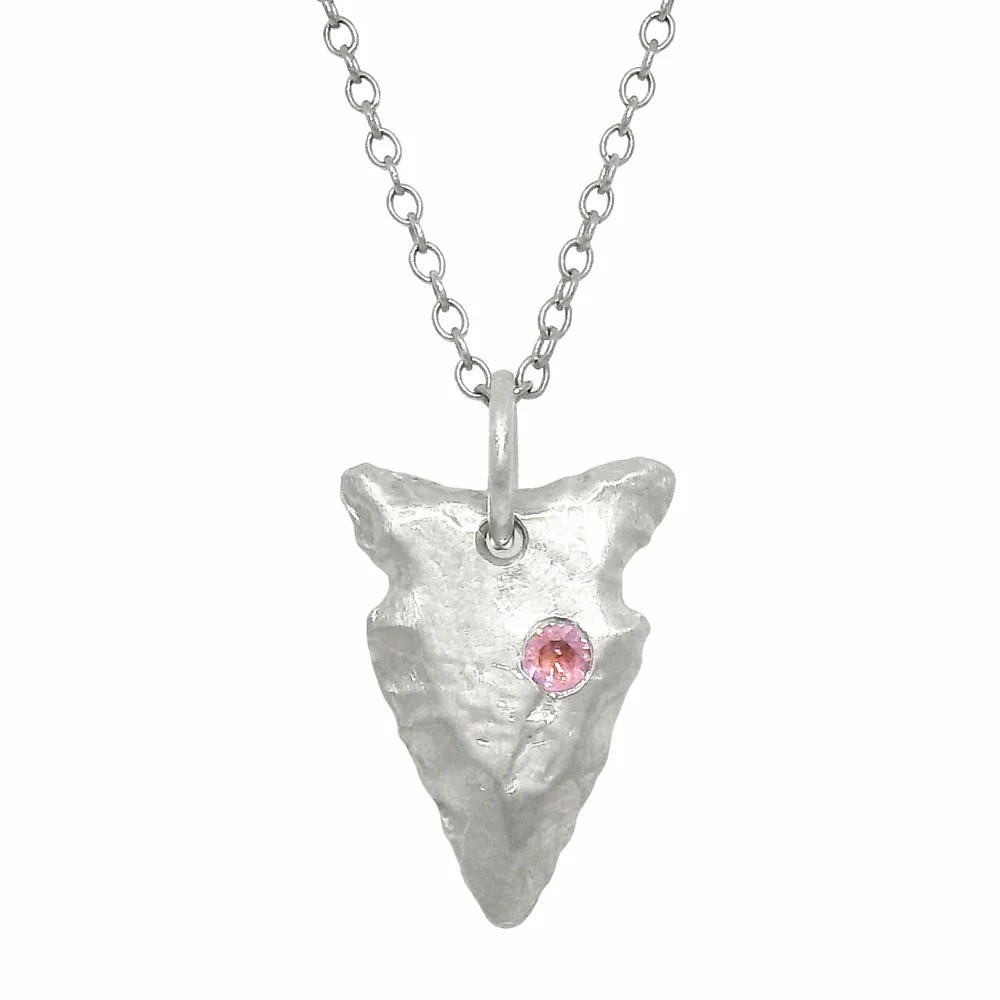 Pink Montana Sapphire Sterling Silver Pendant - "Arrowhead" - Image 3