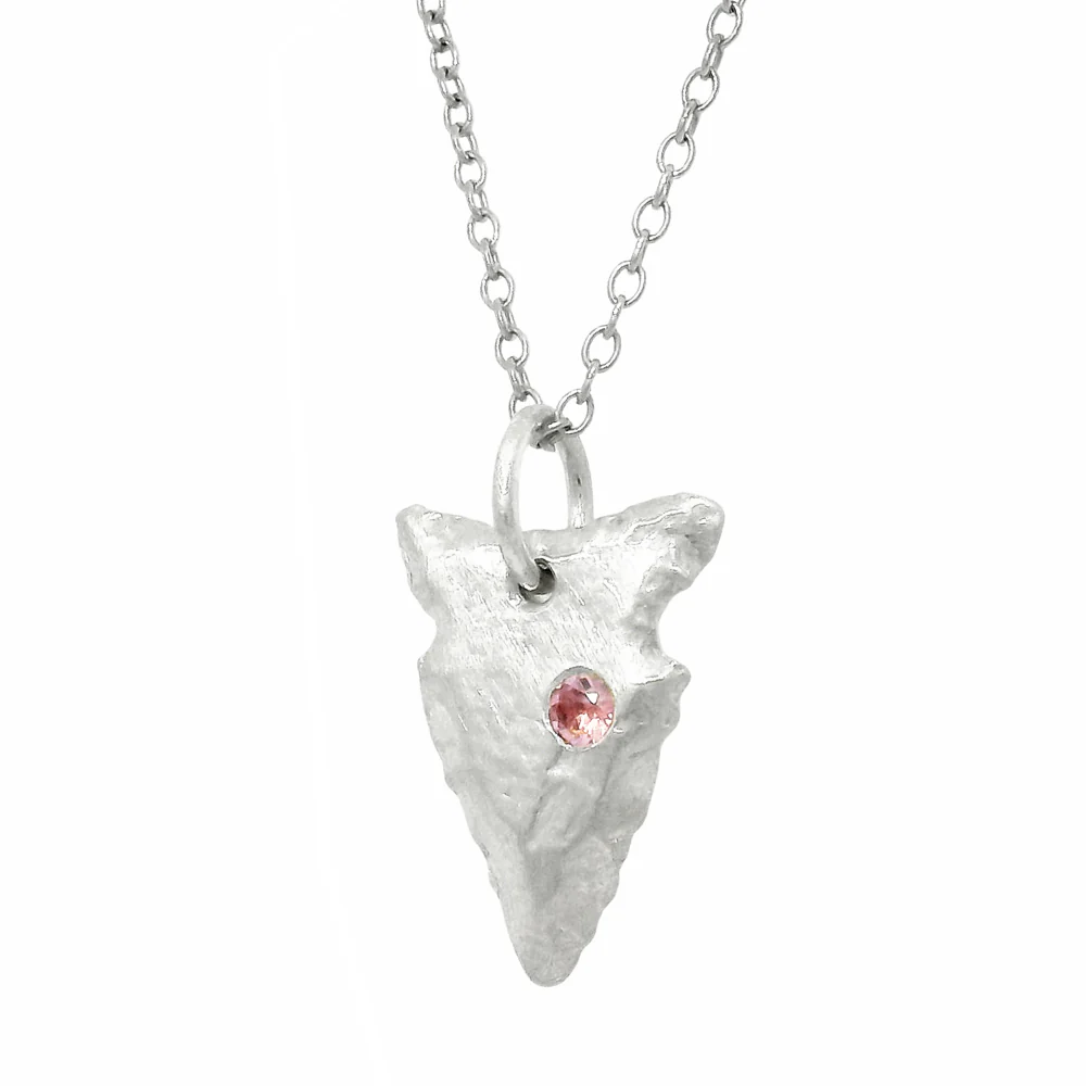 Pink Montana Sapphire Sterling Silver Pendant - "Arrowhead" - Image 4