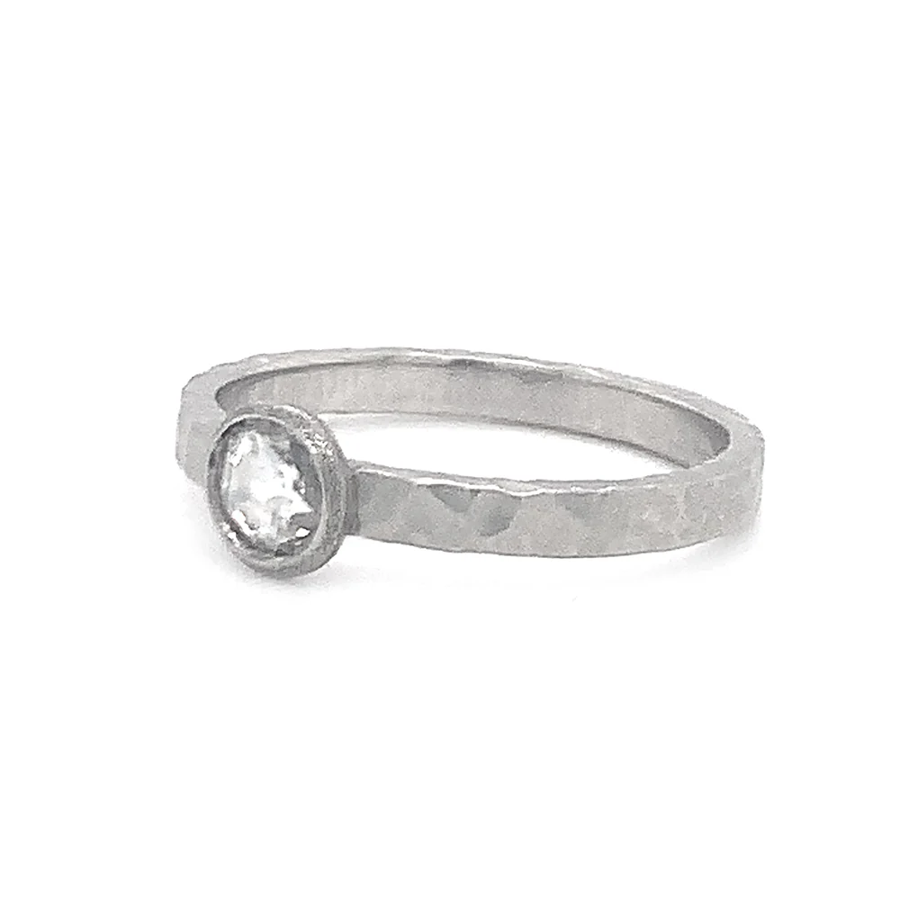 Rose Cut Diamond & Platinum Ring - "Bright Side of the Moon" - Image 2