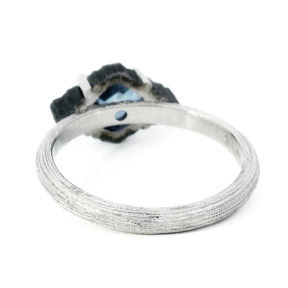 Montana Sapphire, Platinum & Cobalt Ring - "Scallop" - Image 5