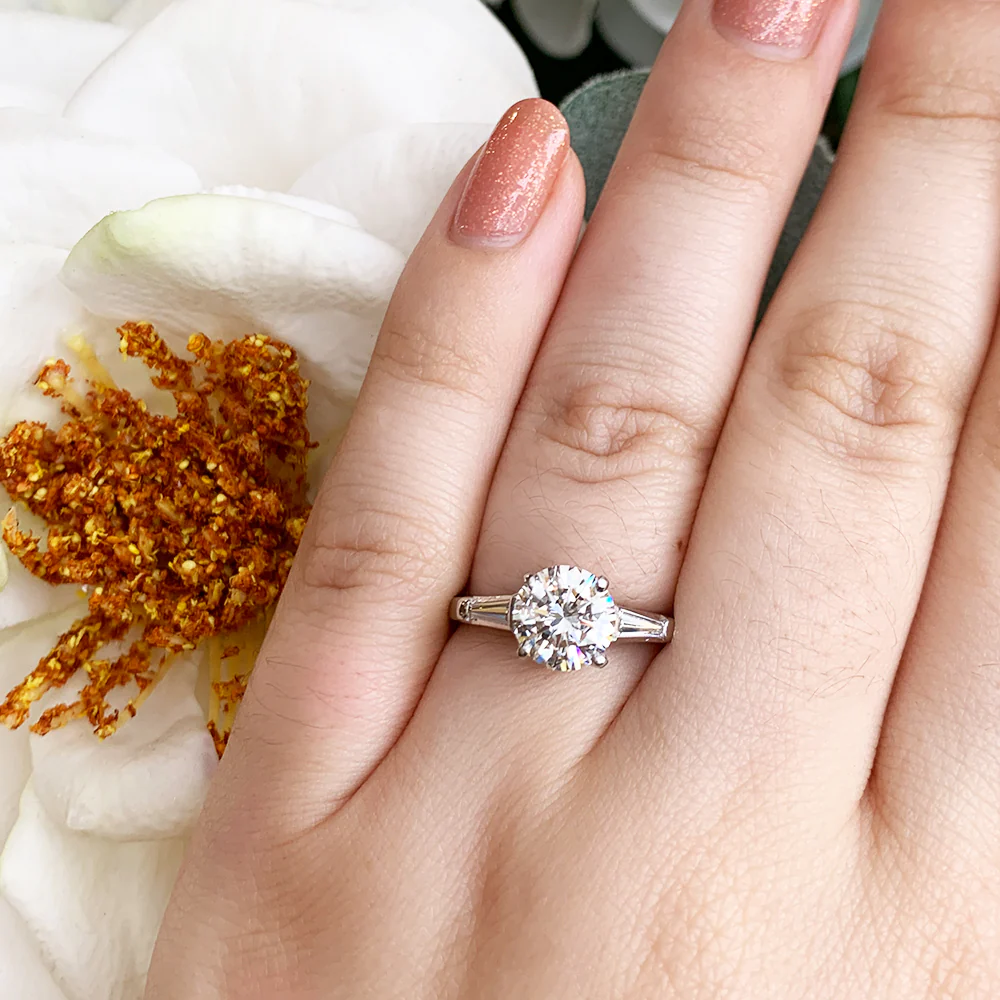 Platinum Diamond Engagement Ring - "Queen of Light" - Image 7