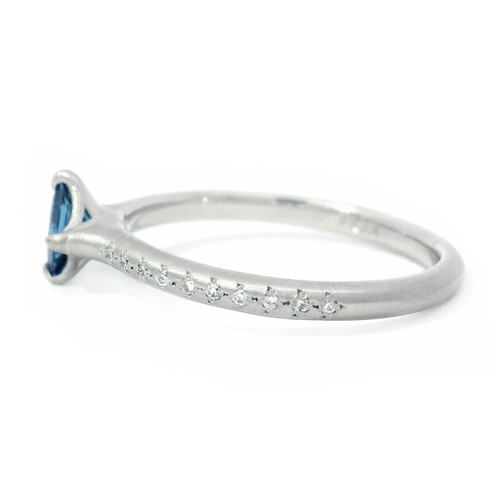 Princess-Cut Yogo Sapphire & Diamond Ring - "Winter Rosebud" - Image 3