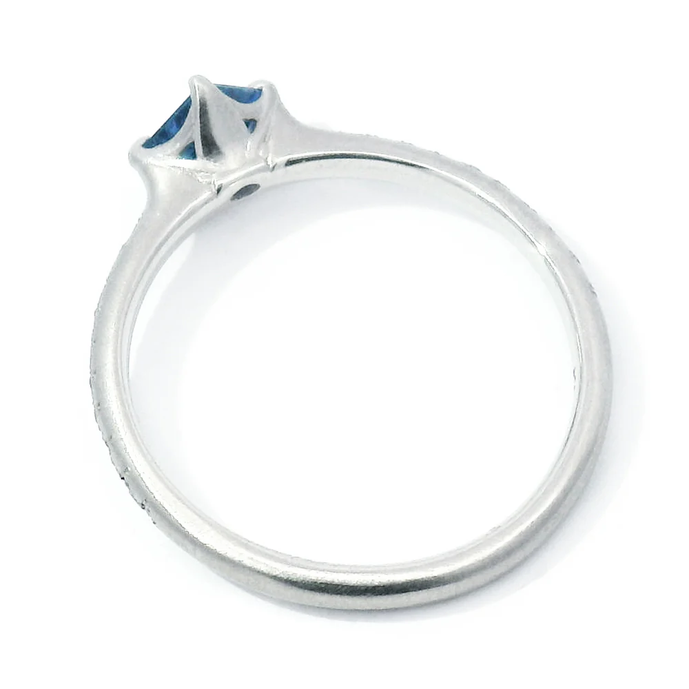 Princess-Cut Yogo Sapphire & Diamond Ring - "Winter Rosebud" - Image 4