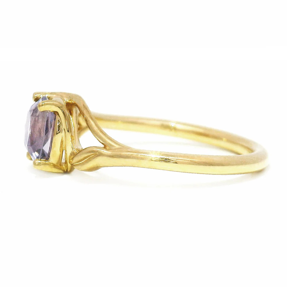 Purple Montana Sapphire & Yellow Gold Engagement Ring - "Lavender Fields" - Image 3