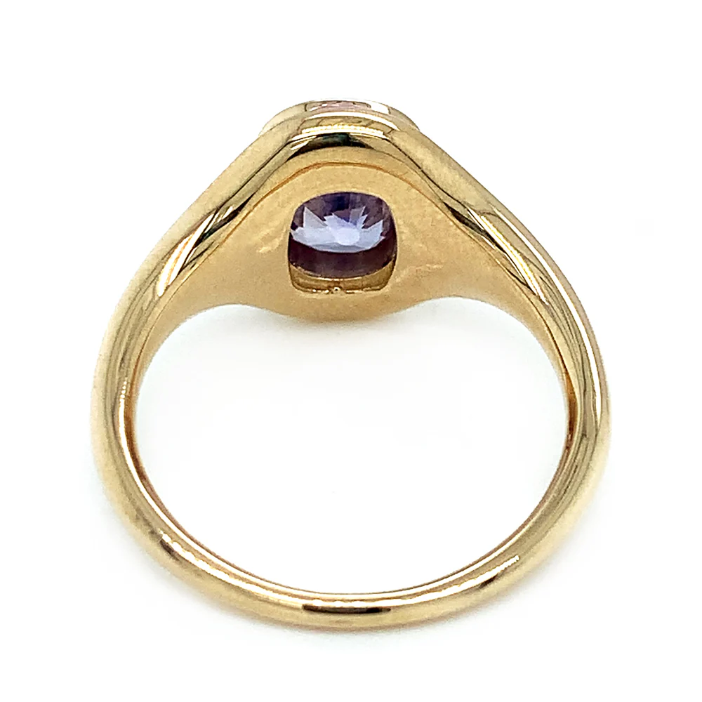 Purple Sapphire & Enamel Ring - "Purple Sgraffito Abstract" - Image 5