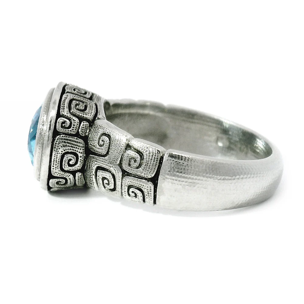 Platinum & Aquamarine Bezel Ring - "J's Garden" - Image 5