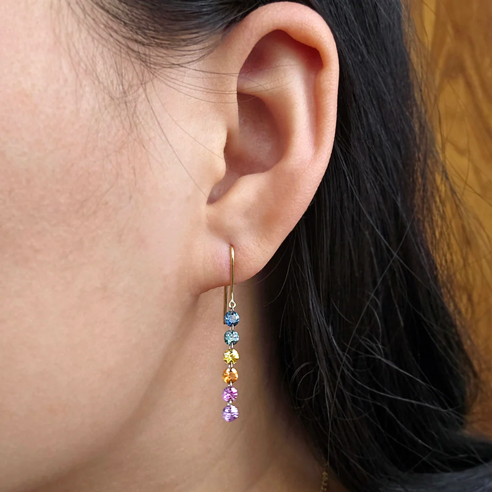 Rainbow Montana Sapphire Drop Earrings - "Pride of Montana" - Image 2