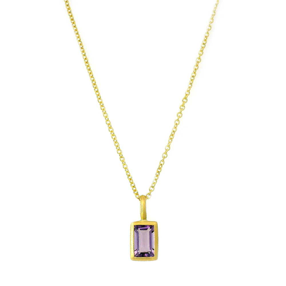 Rectangular Amethyst & Yellow Gold Pendant - "Reminisce in Violet" - Image 3