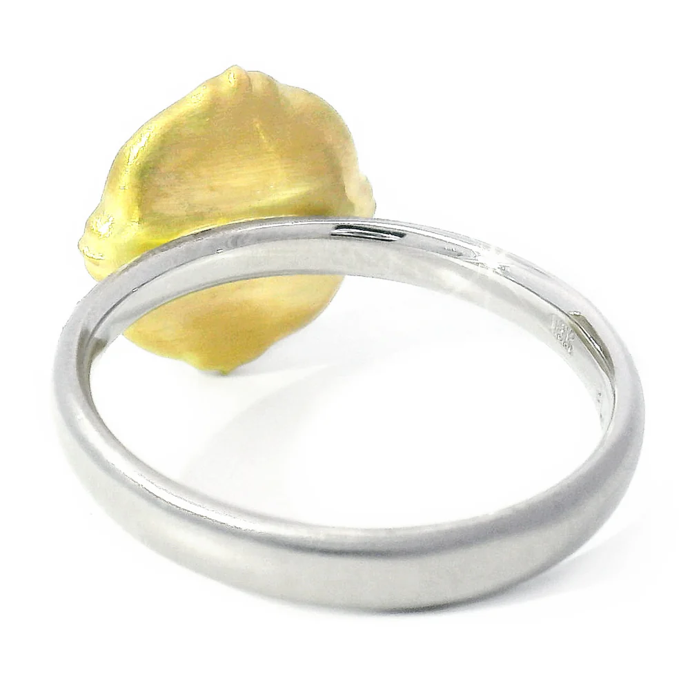 Rose Cut Light Spring Green Montana Sapphire Ring - "Lotus" - Image 5
