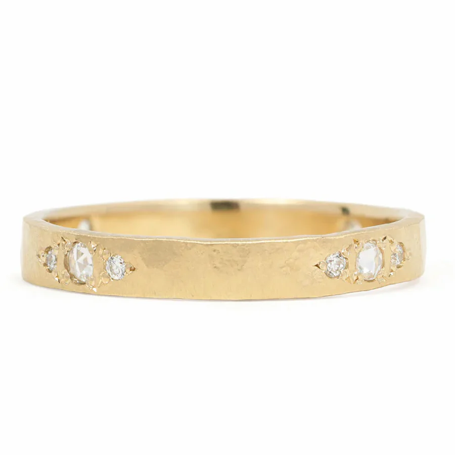 Rose Cut & Round Brilliant Diamond Band - "Hewn Love" - Image 2