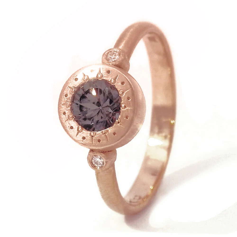 Rose Gold and Montana Sapphire Ring - "Shimmering Storm" - Image 5