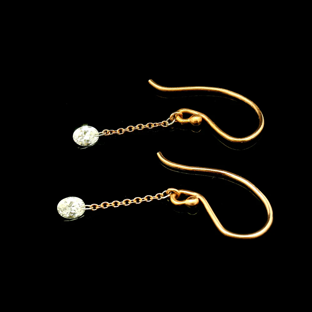 Rose Gold and Platinum Diamond Drop Earrings - "Origins" - Image 2