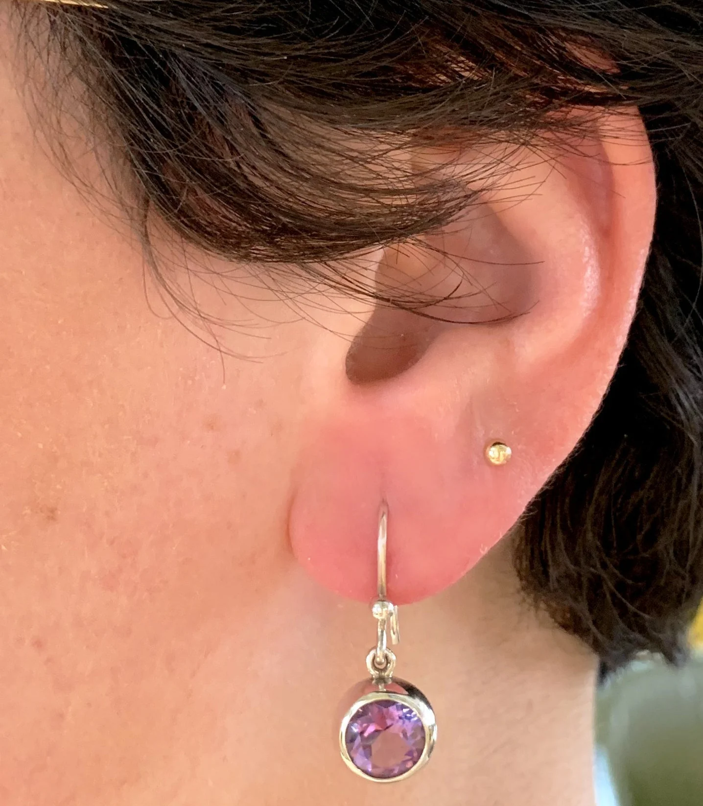 Round Amethyst Drop Earrings - "Lovely Lavender" - Image 3