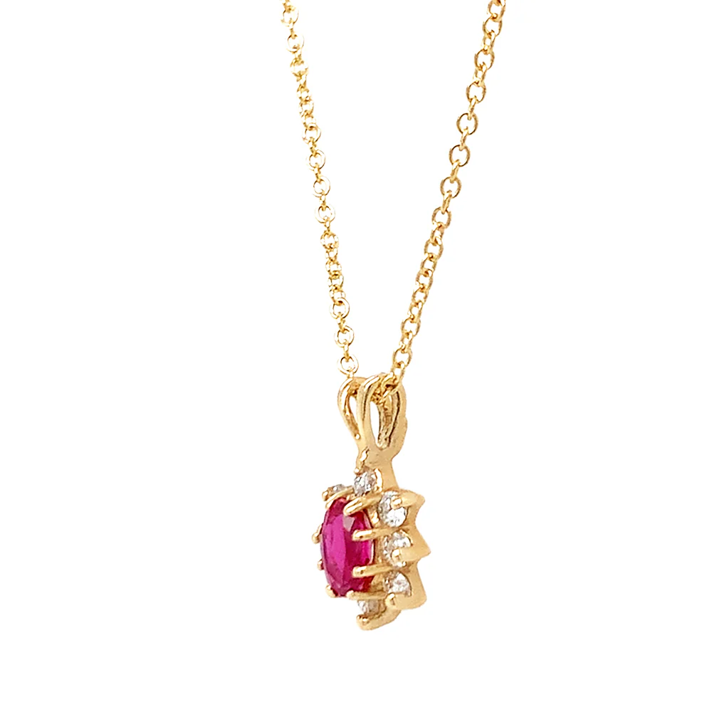 Ruby & Diamond Halo Pendant - "Ruby in Gold" - Image 3