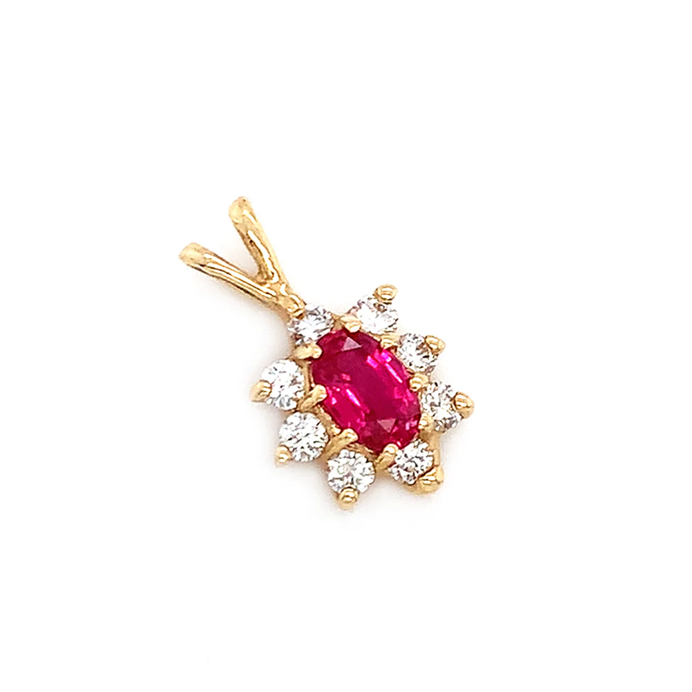 Ruby & Diamond Halo Pendant - "Ruby in Gold" - Image 4