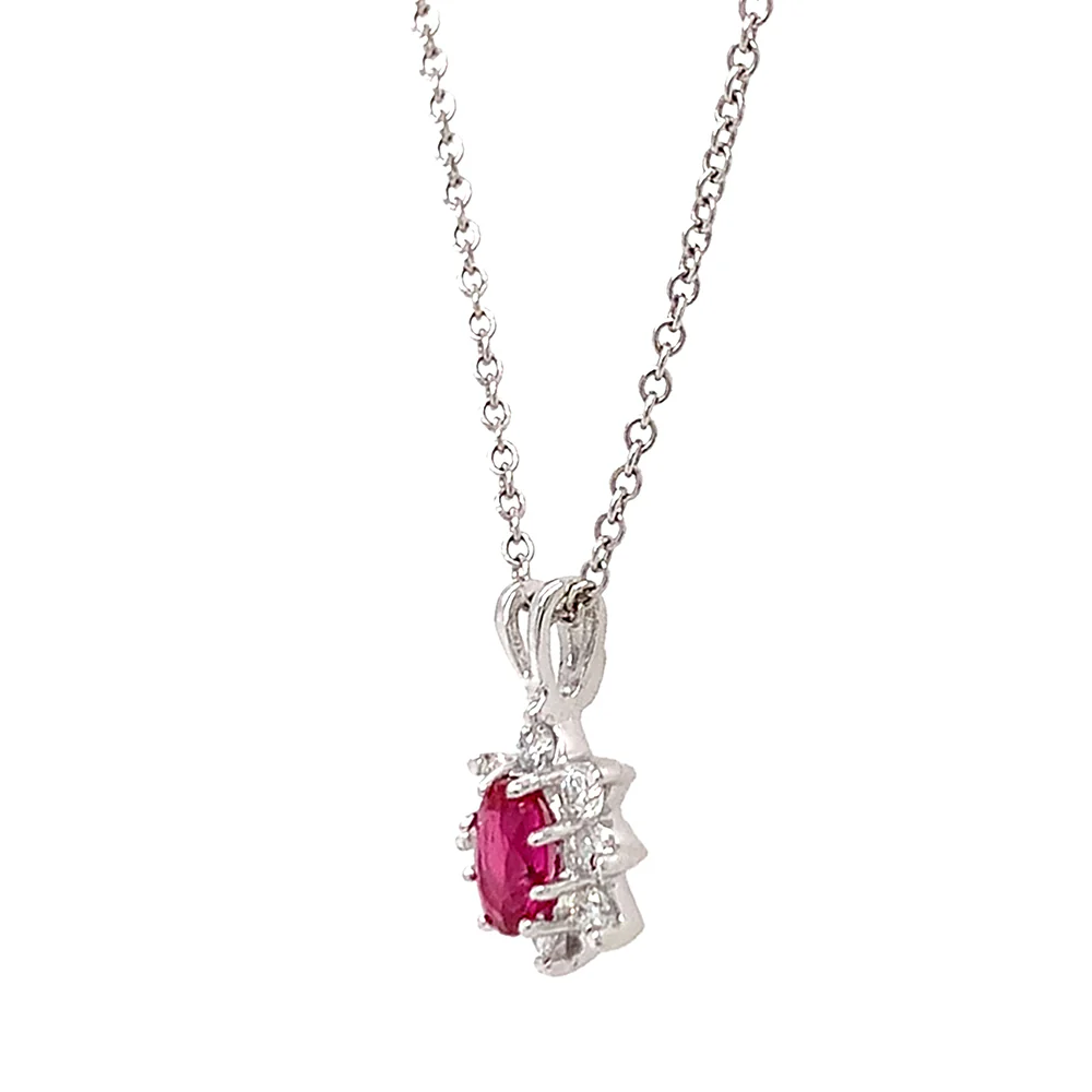 Ruby & Diamond Halo Pendant - "Ruby in White" - Image 3