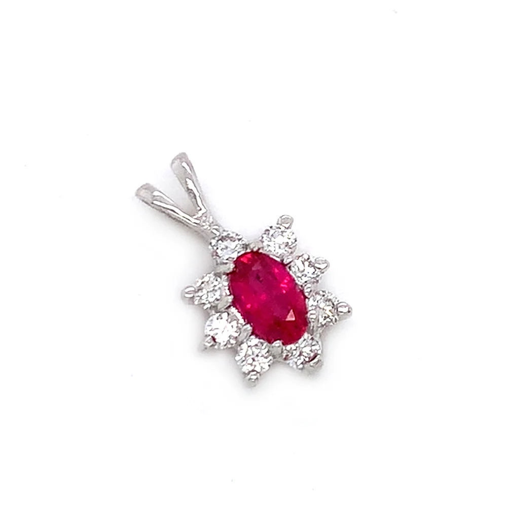 Ruby & Diamond Halo Pendant - "Ruby in White" - Image 4