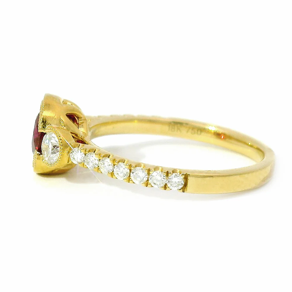 Ruby & Diamond Accented Ring - "Gilded Passion" - Image 5