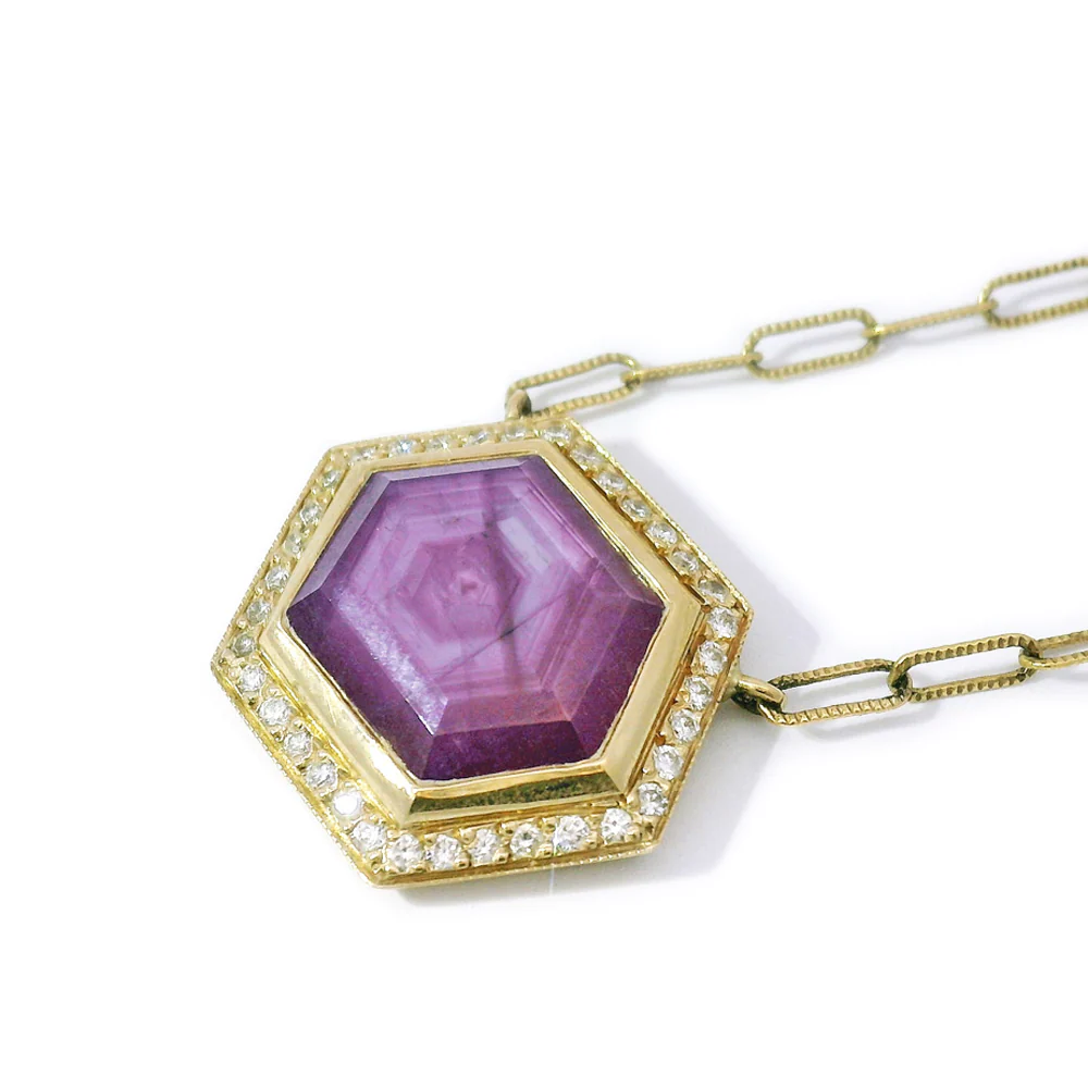Déclassé Ruby & Diamond Necklace - "Claudette" - Image 3