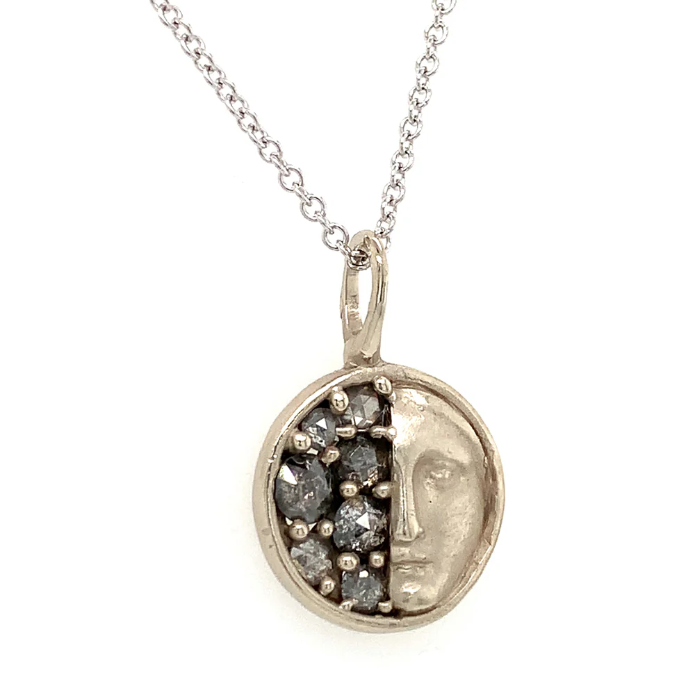 Salt & Pepper Diamond Necklace in White Gold - "Fragmented Sibyl" - Image 3