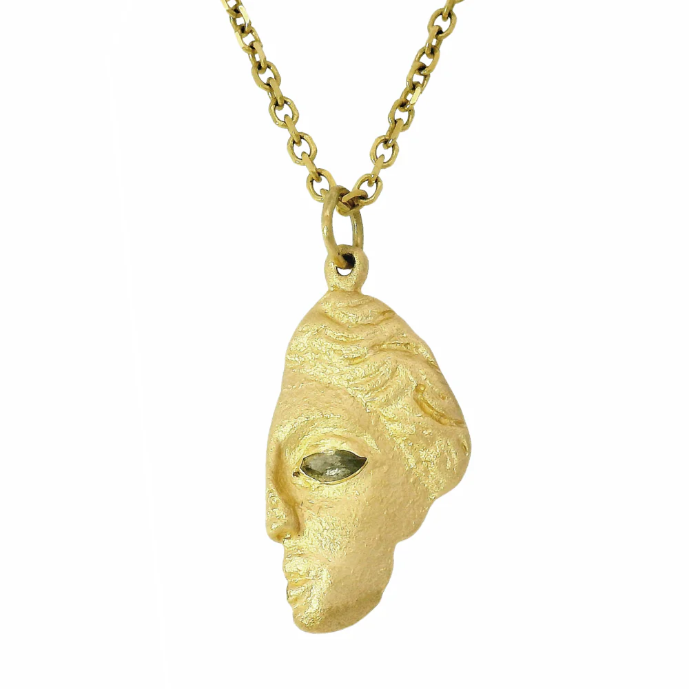 Salt & Pepper Marquise Diamond Pendant - "Goddess Face Fragment" - Image 2