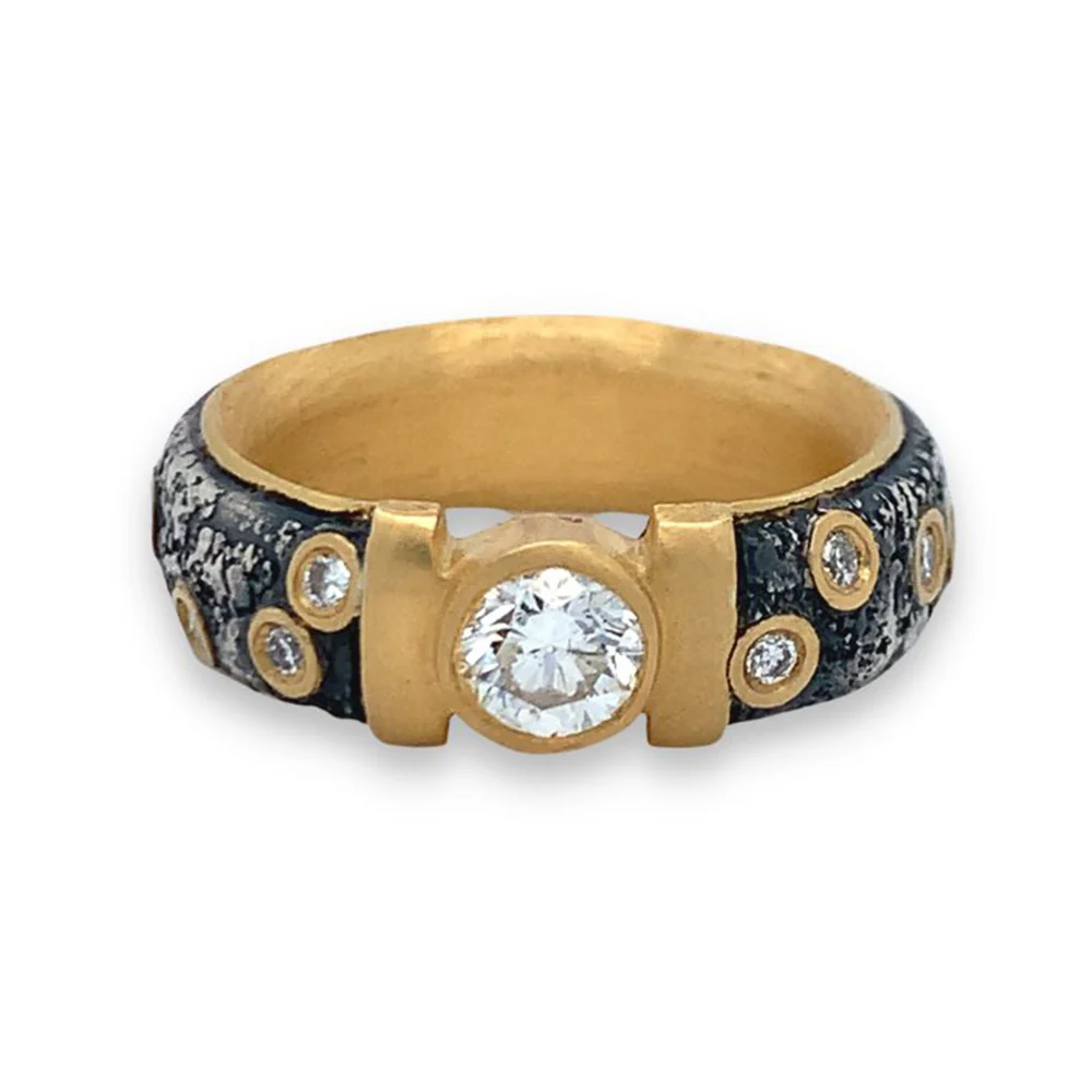 Silver & Gold Diamond Ring - "Constellation"