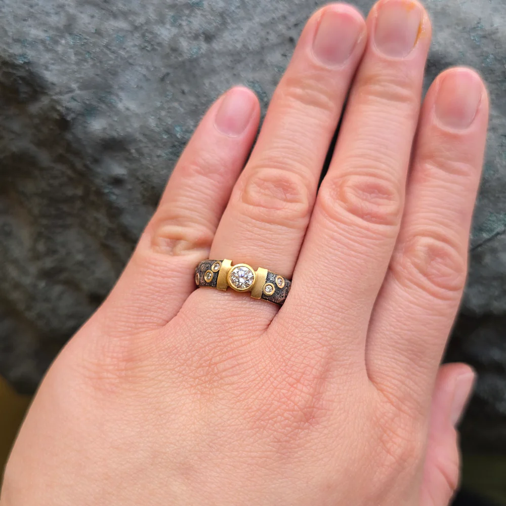 Silver & Gold Diamond Ring - "Constellation" - Image 3