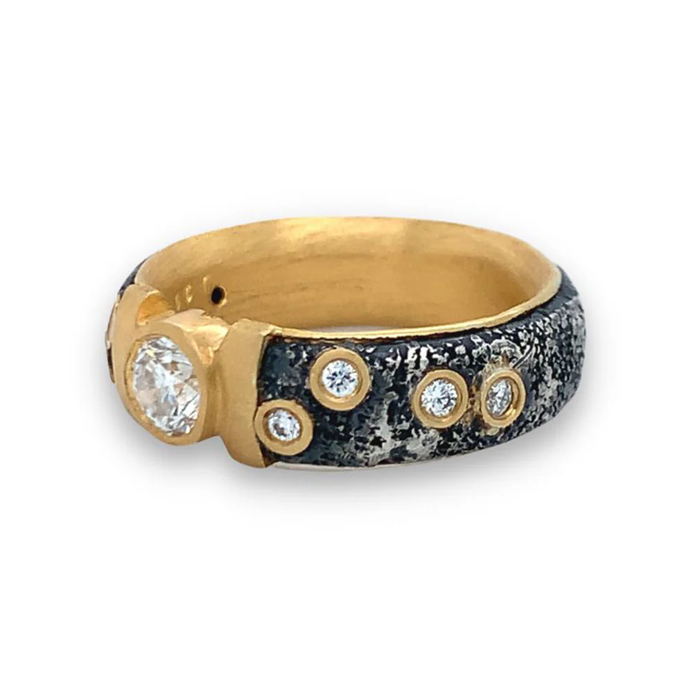 Silver & Gold Diamond Ring - "Constellation" - Image 5