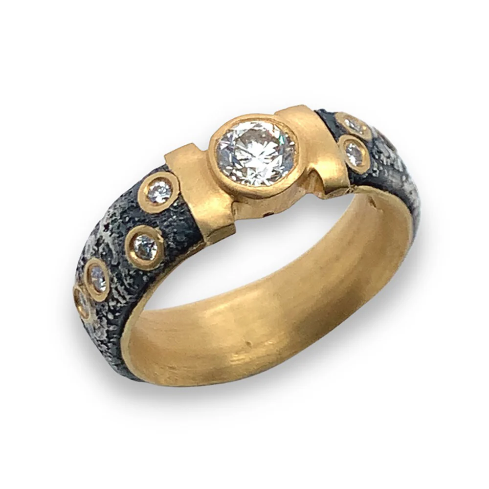 Silver & Gold Diamond Ring - "Constellation" - Image 6