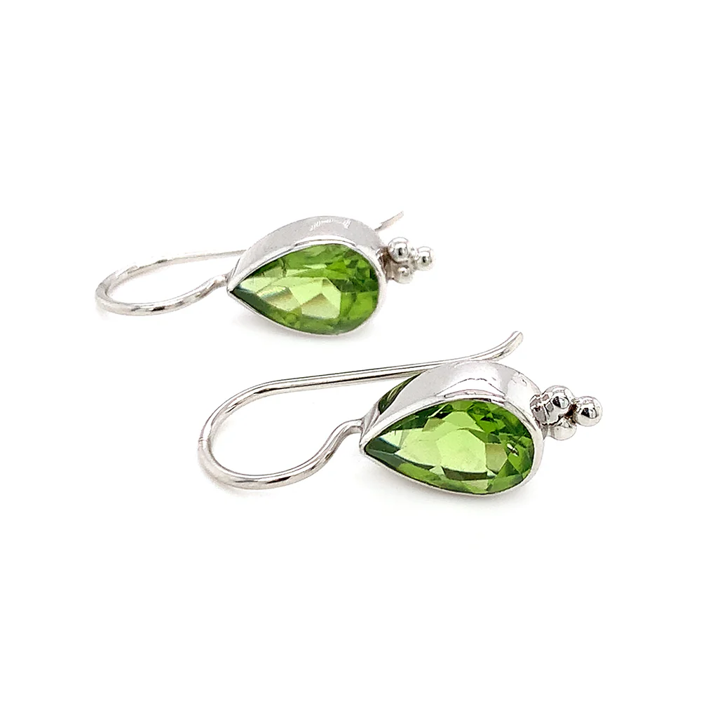 Sterling Pear Peridot Drop Earrings - "Pears" - Image 2