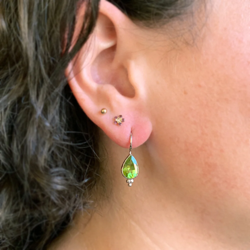 Sterling Pear Peridot Drop Earrings - "Pears" - Image 3