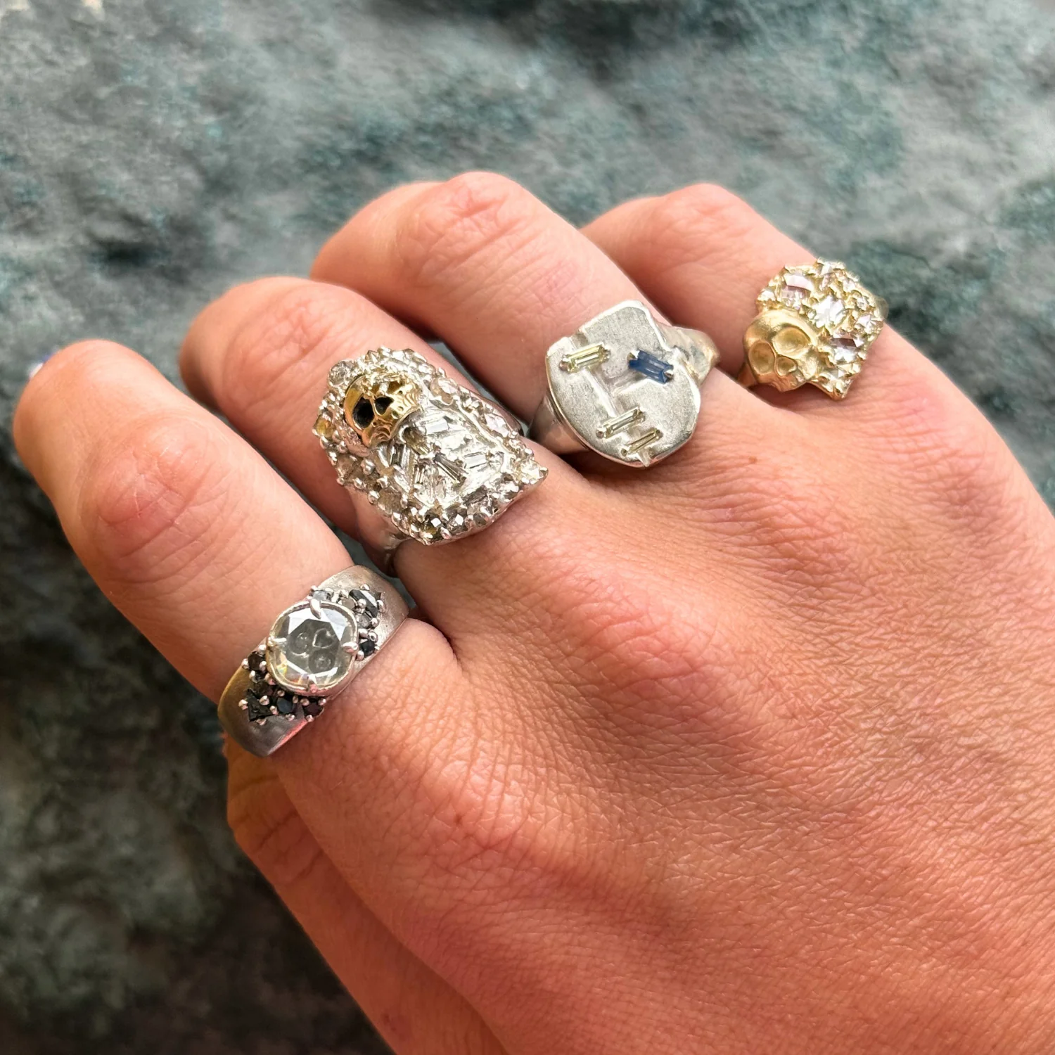 One-of-a-Kind Diamond Skull Ring - "Burial Site" - Image 4