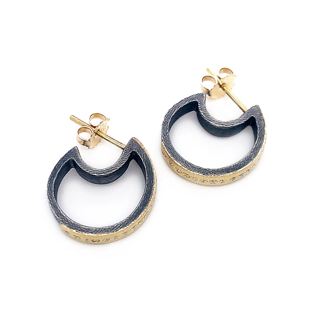 Sterling Silver & 18K Yellow Gold Hoop Earrings - "Mina" - Image 2