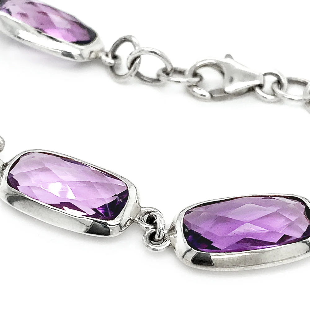 Sterling Silver & Amethyst Bracelet - "Harmony" - Image 3