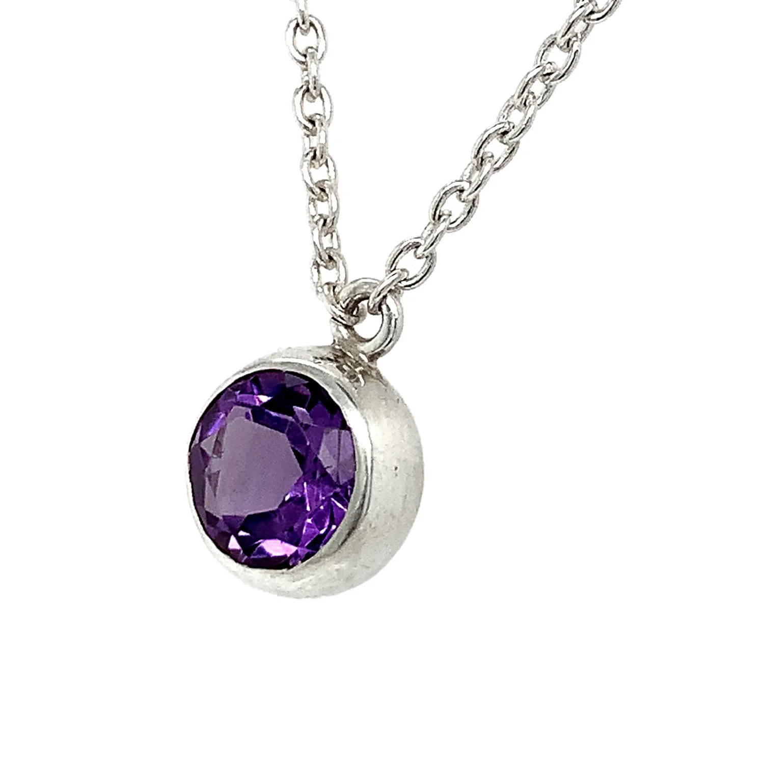 Sterling Silver Amethyst Necklace - "Full Moon" - Image 3
