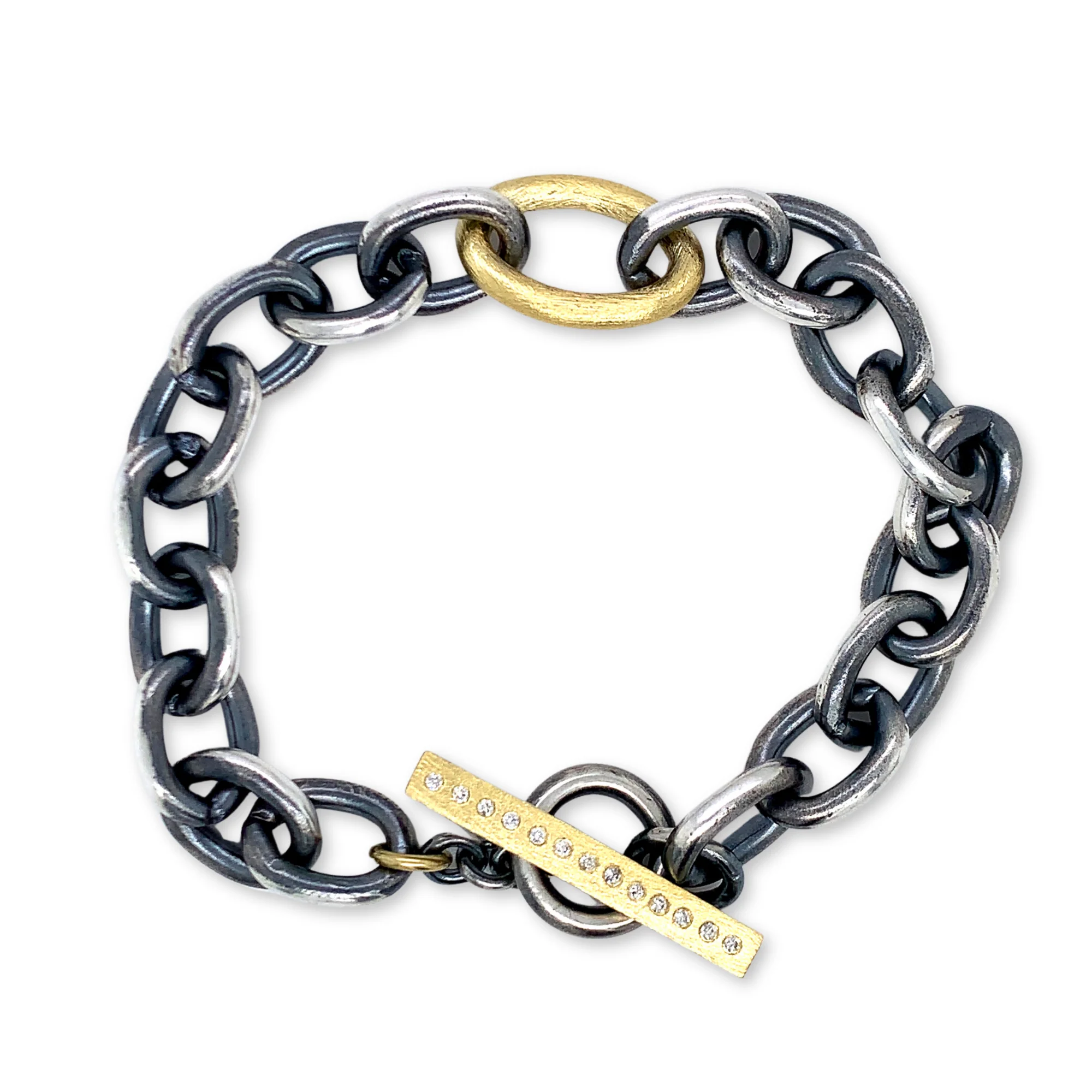 Sterling Silver and Diamond Link Bracelet - "Carmen" - Image 2