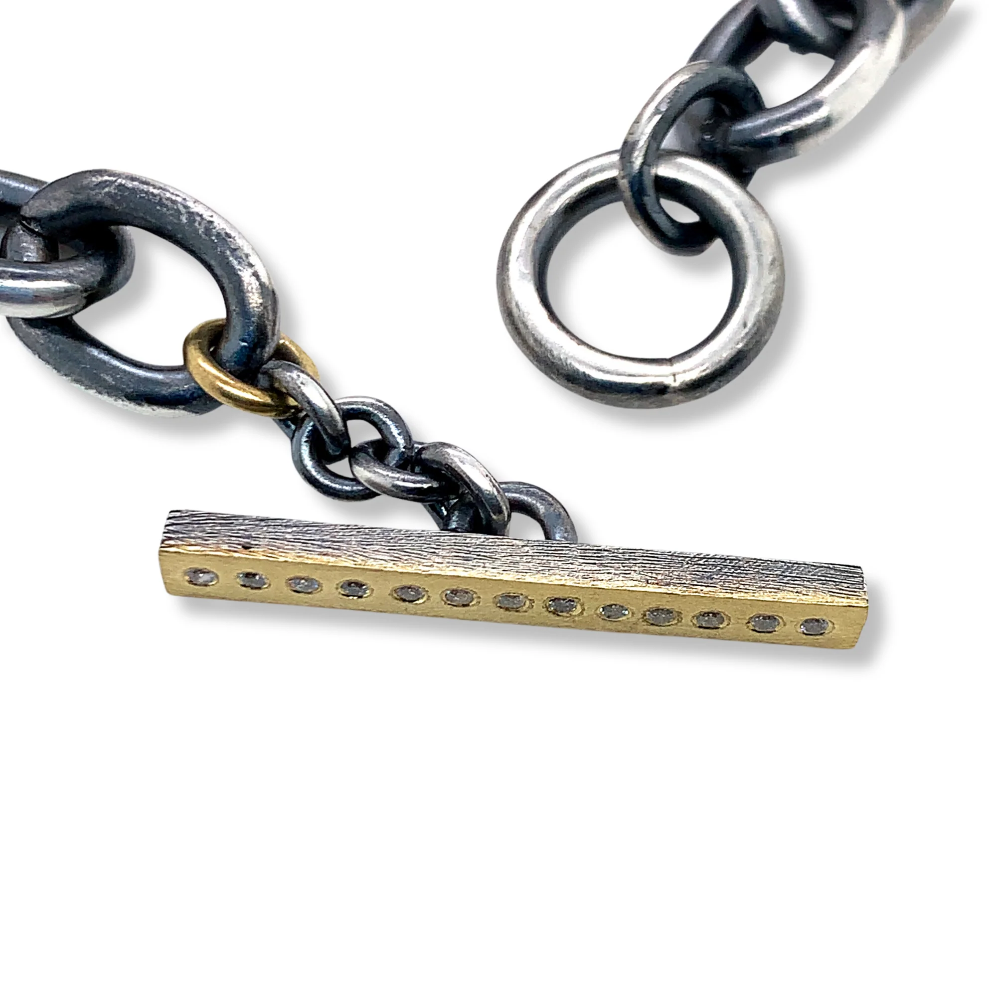 Sterling Silver and Diamond Link Bracelet - "Carmen" - Image 5