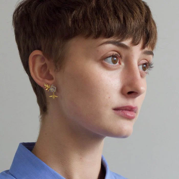 Sterling Silver & Gold Vermeil Earrings - "Posy Bloom" - Image 3