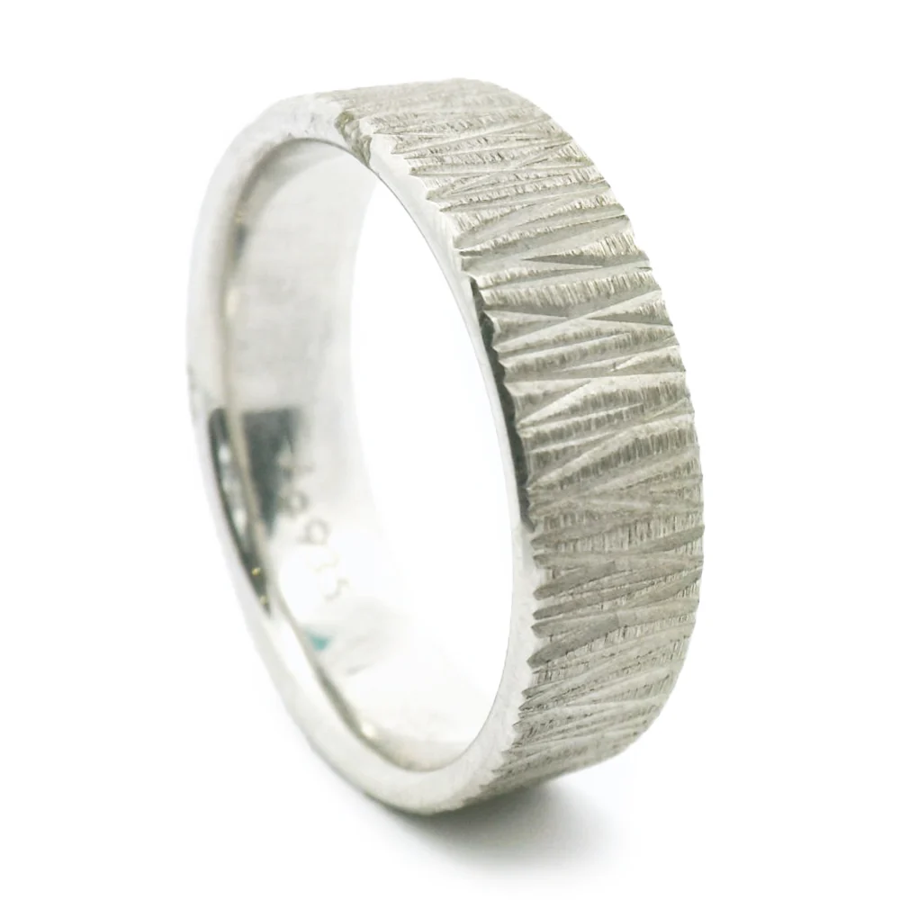 Sterling Silver Band - "Tree Bark" - Image 2